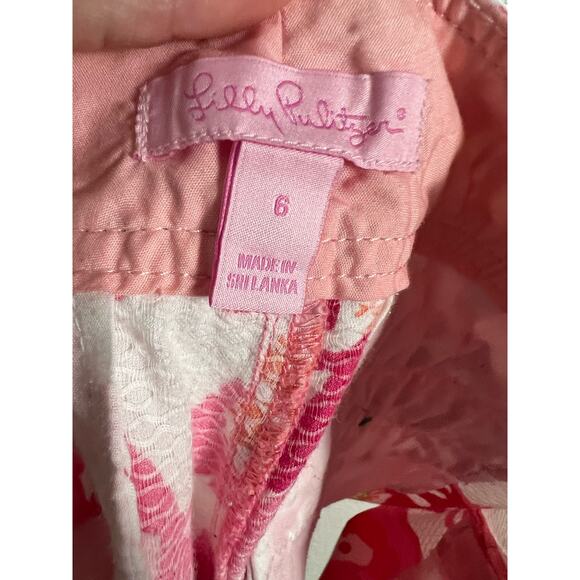Lilly Pulitzer Callahan Pink Floral Print Mid Rise Casual Summer Shorts Size 6 - Picture 3 of 4